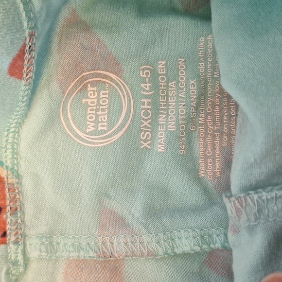 GIRLS 4/5 BLUE AND WATERMELON PRINT LEGGINGS - Picture 2 of 3